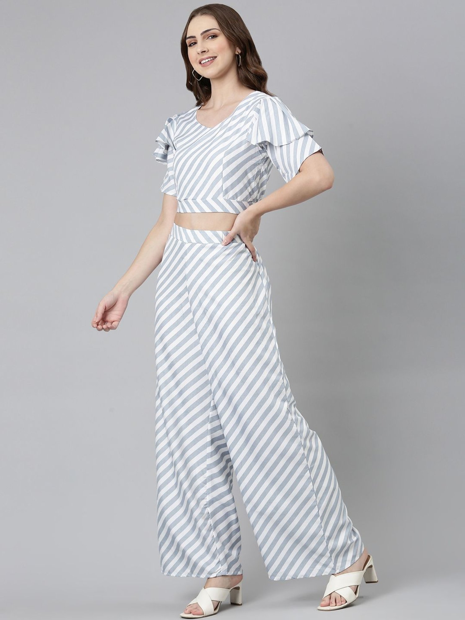 SHOWOFF Grey Striped Co-Ord Set