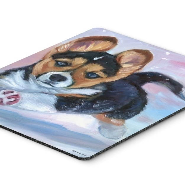 Puppy Chase Corgi Mouse Pad, Hot Pad or Trivet 7371MP