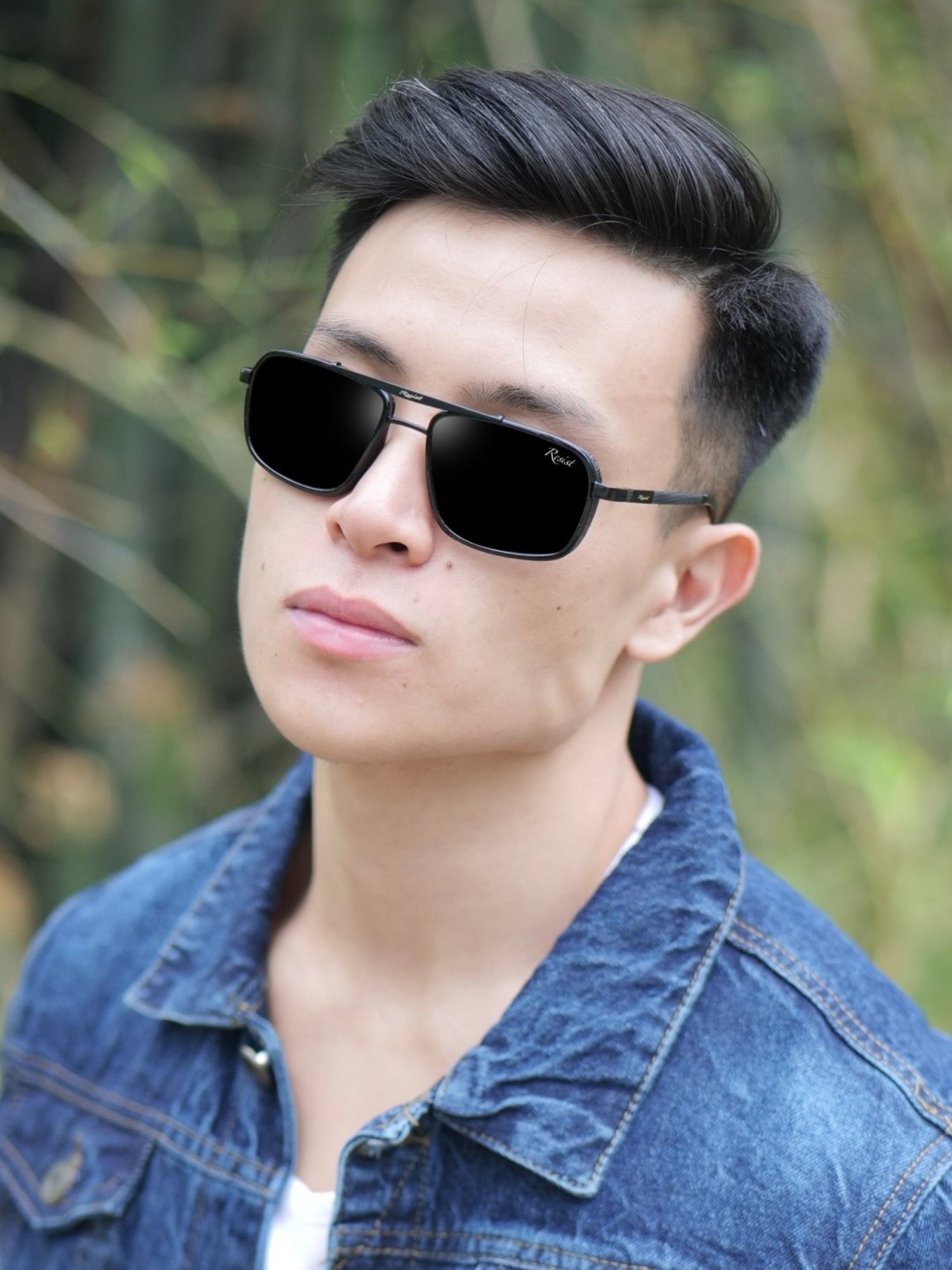 Resist Eyewear Black Rectangular Unisex Sunglasses