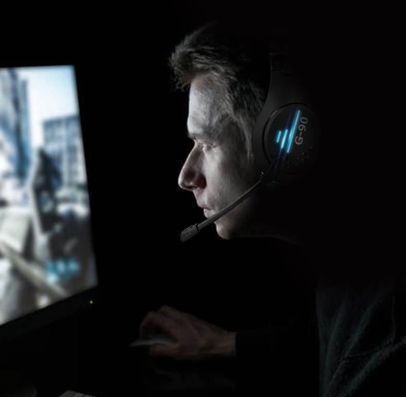 G90 Computer headset breathing light gaming headphone 2.2 meters long braided cord Headset Microphone