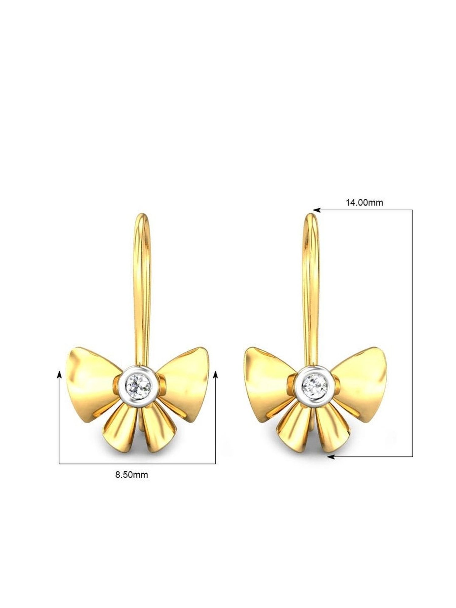 Candere by Kalyan Jewellers Peacock Collection 18k Yellow Gold Diamond Huggies Earrings for Women
