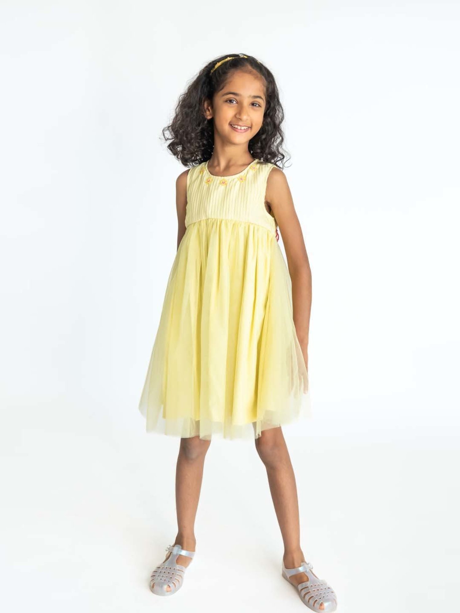 A Little Fable Yellow Embroidered Dress