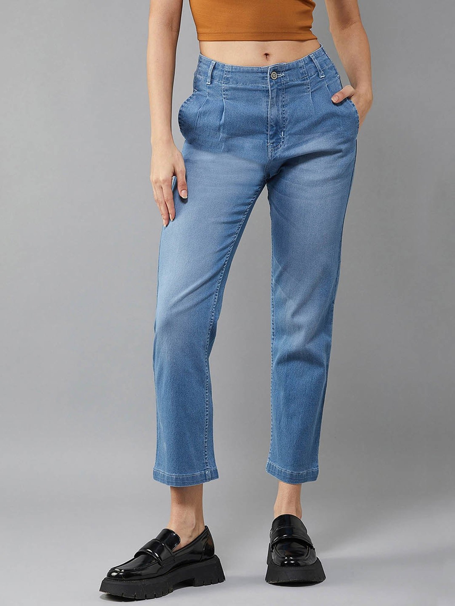 DOLCE CRUDO Blue Straight Fit Jeans