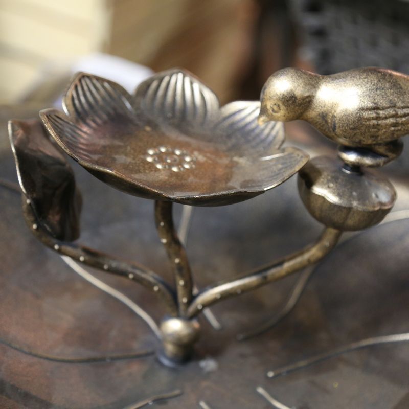 13.5" Classic II Antique Copper Birdbath w/ Rail Mount Bracket - Achla Designs