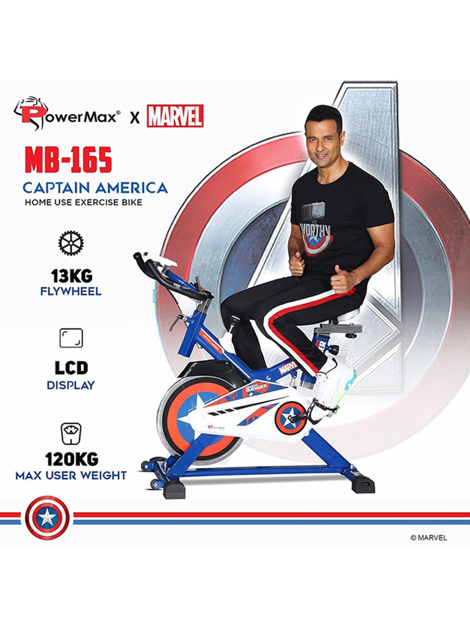 PowerMax Fitness MB-165 Spin Bike (Blue)