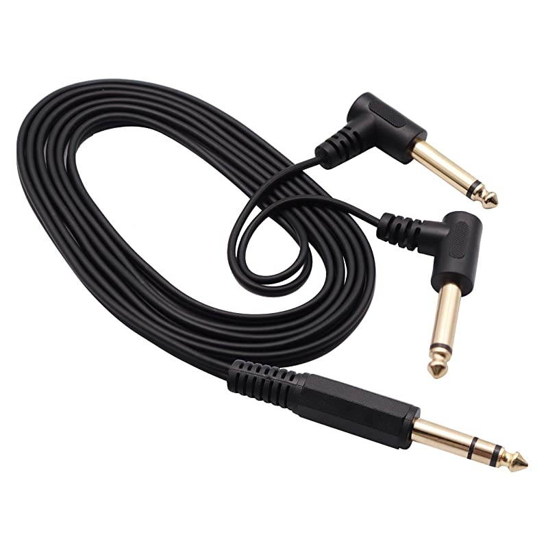 635mm to 2 635 Audio Y Splitter CableGold Plated 90 Degree 14 Inch 635mm Male TRS Stereo to 2Dual 635mm 14 Inch Male TS Mono Right Angle Y Splitter Audio Cable18M59 feet