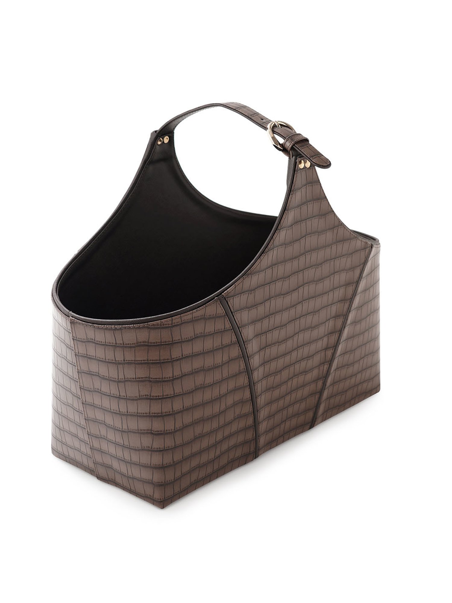 Pure Home and Living Brown Leather Magazine Baskets