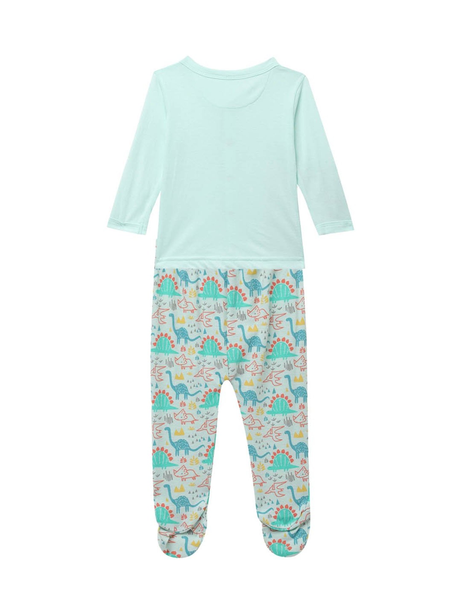 MiArcus Kids Green Printed 2 Full Sleeve Tee & Pajama