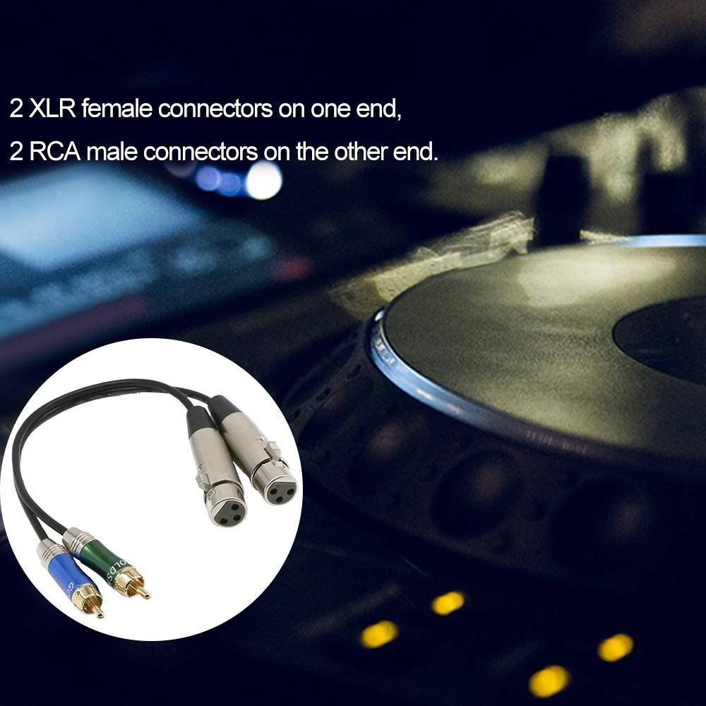 Dual XLR Female to Dual RCA Male Patch Cable Cord Audio Cable Black