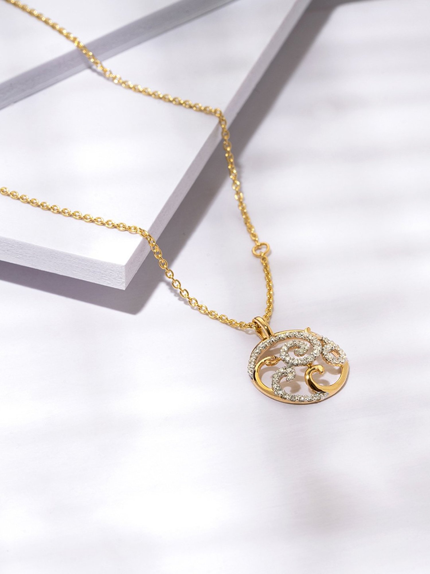 Mia by Tanishq 14 Karat Yellow Gold Two to Tango Diamond Necklace