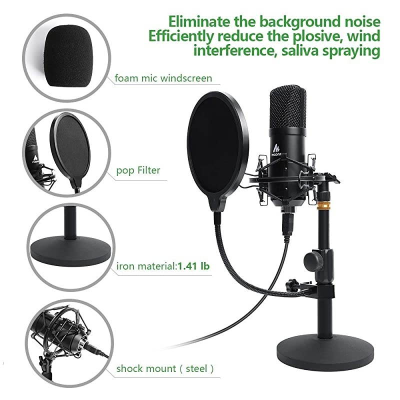 USB Microphone Kit 192KHZ24BIT  AUA04T PC Condenser Podcast Streaming Cardioid Mic Plug amp Play for Computer YouTube Gaming Recording