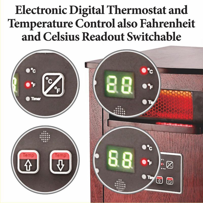Infrared Quartz Heater With Remote & LED Display