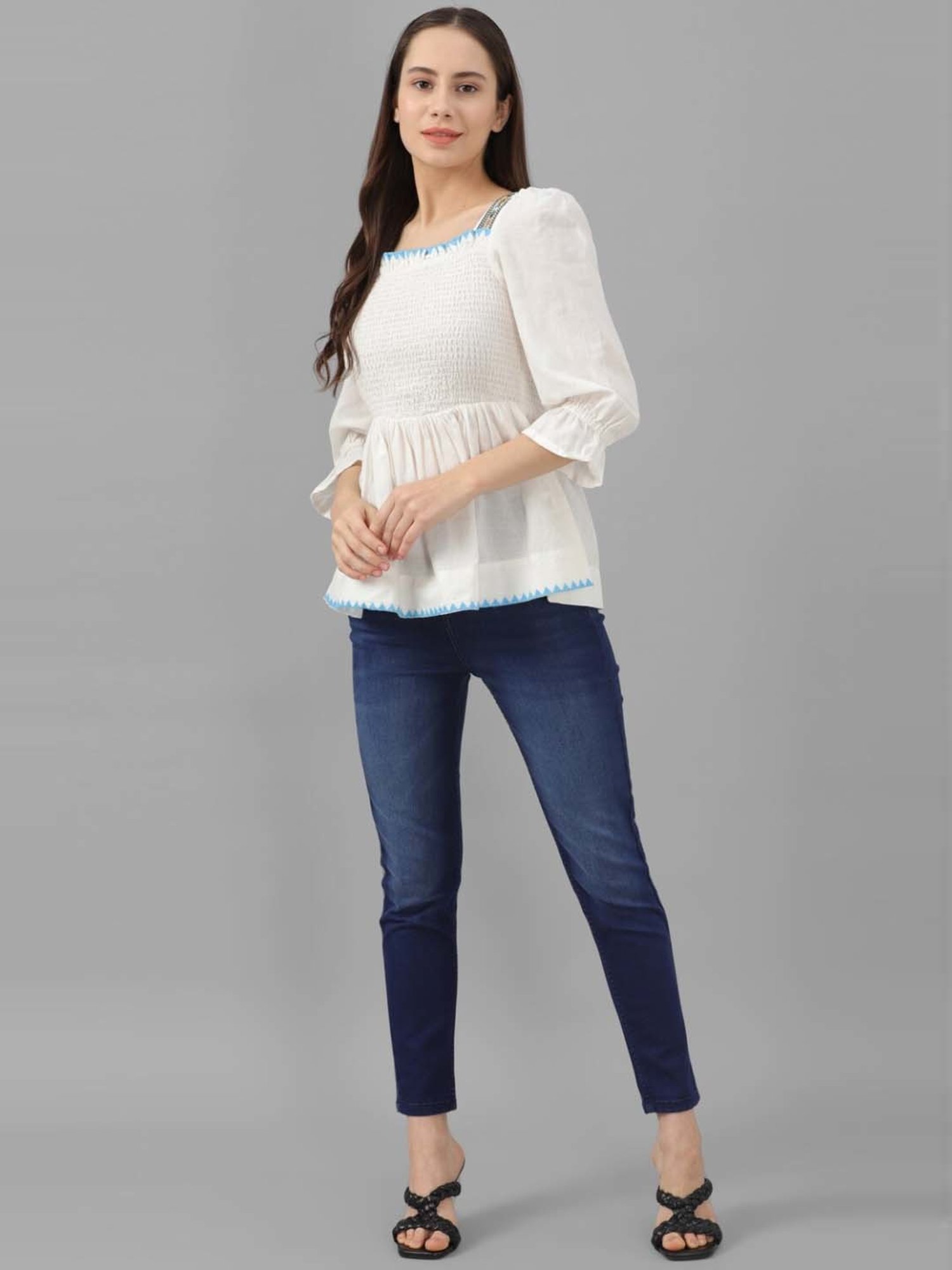 Allen Solly White Embroidered Top