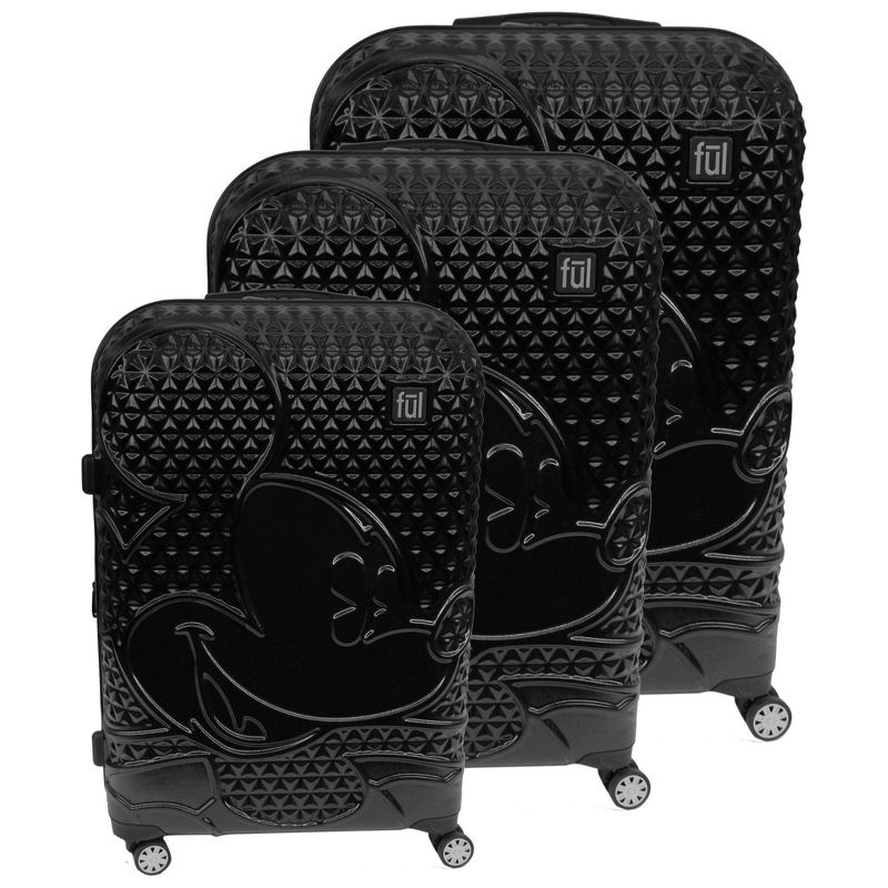 FUL Disney Mickey Mouse Textured 3pc Hardside Spinner Luggage Set - Black