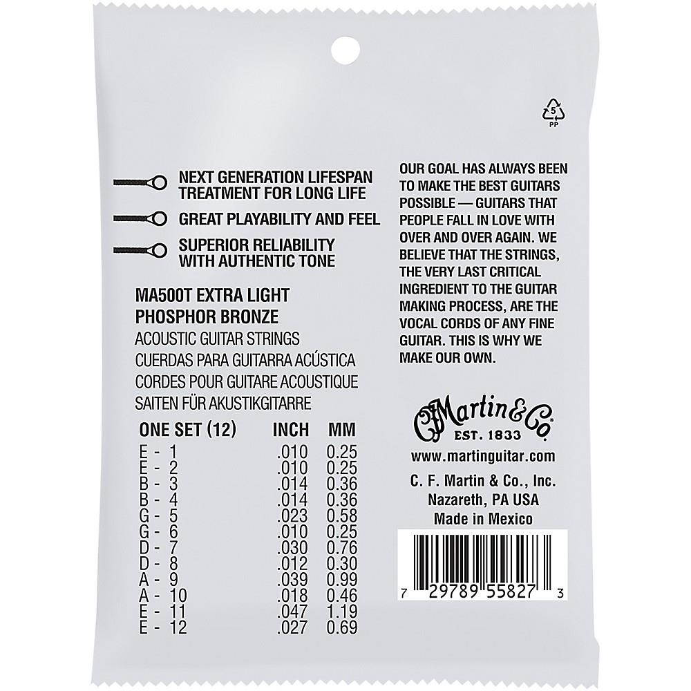 Martin MA500T Lifespan 2.0 12-String Phosphor Bronze Extra-Light Authentic Acoustic Guitar Strings