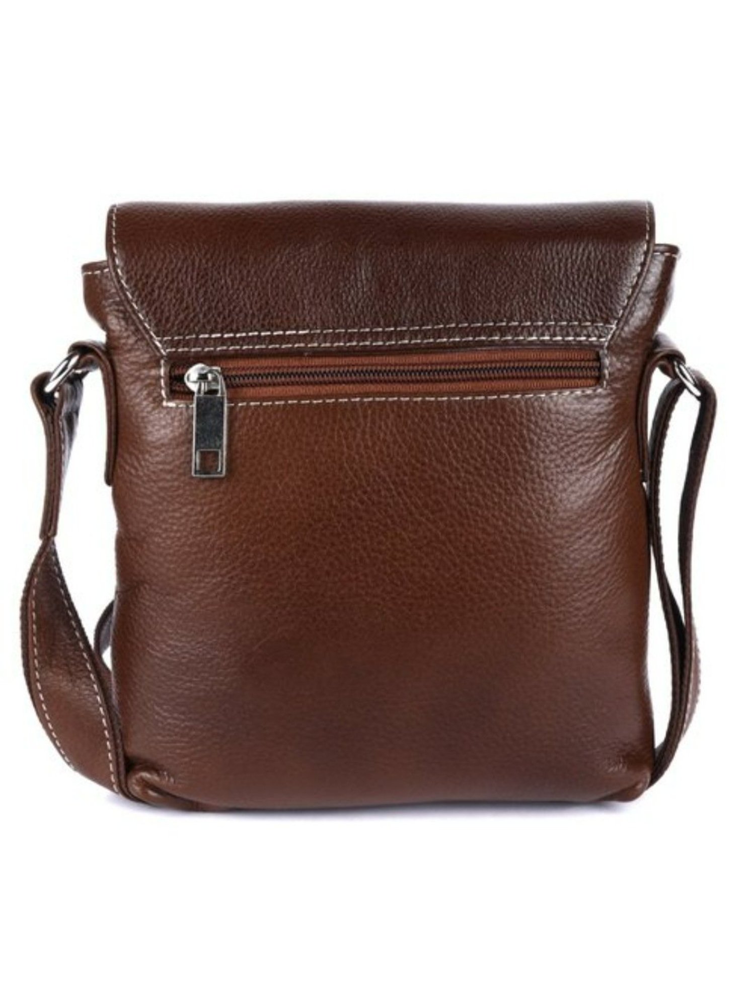 HiLEDER Brown Textured Medium Leather 8 inch Cross Body Bag