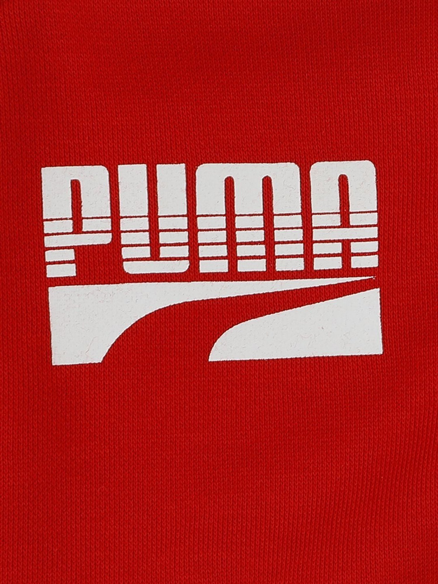 Puma Kids Rebel High Risk Red cotton Logo Print Hoodie