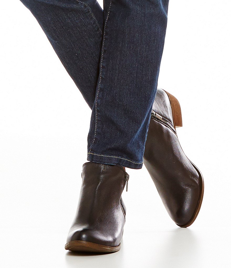 Lucky Brand Basel Smooth Leather Side Zip Block Heel Booties
