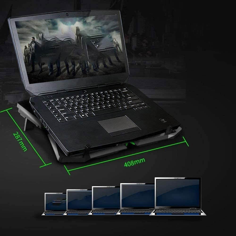 RGB Laptop Cooling Pad with 6 Quiet LED Fans 5 Heights Adjustable and Phone Stand, Dual USB Ports Gaming Laptop Cooler for 11"-18" Gaming Laptops (Blue)