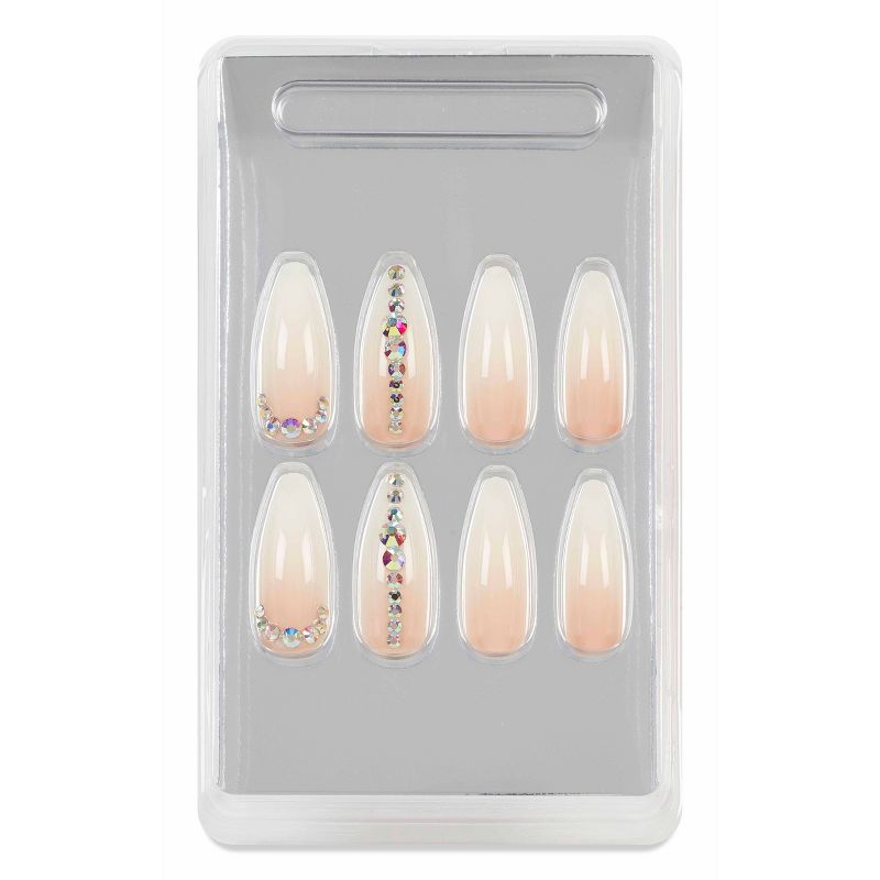 Ardell Nail Addict False Nails - Nude Light Crystals - 24ct