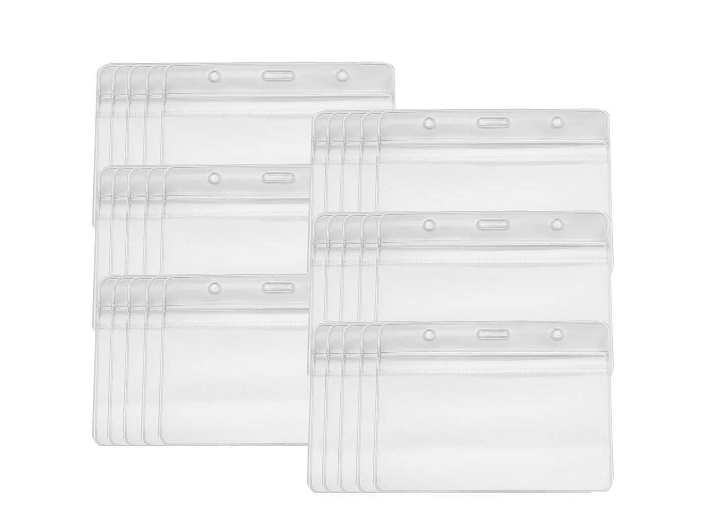 Purida ID Badge Holder, Work Badge Holder, Heavy Duty Clear Card ID Holder, 4 x 3 Name Badge Holder, Resealable Zip Work Badge Holder, Waterproof, Horizontal, 30 Pack