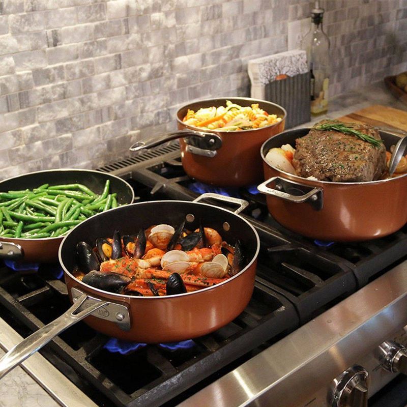 Gotham Steel Cast Textured Copper 15pc Stacking Cookware Set