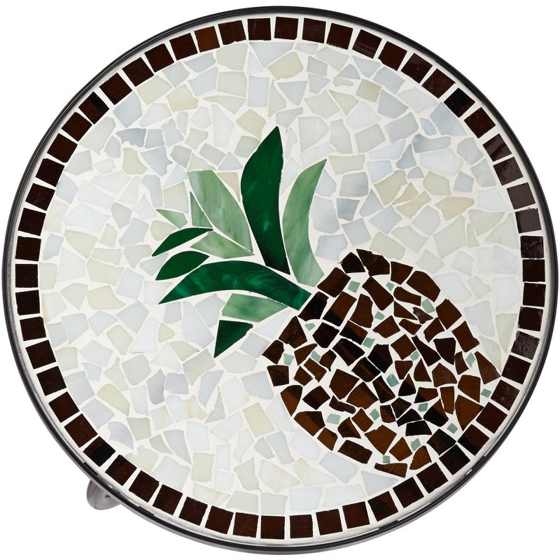 Teal Island Designs Beige Pineapple Mosaic Round Outdoor Accent Table