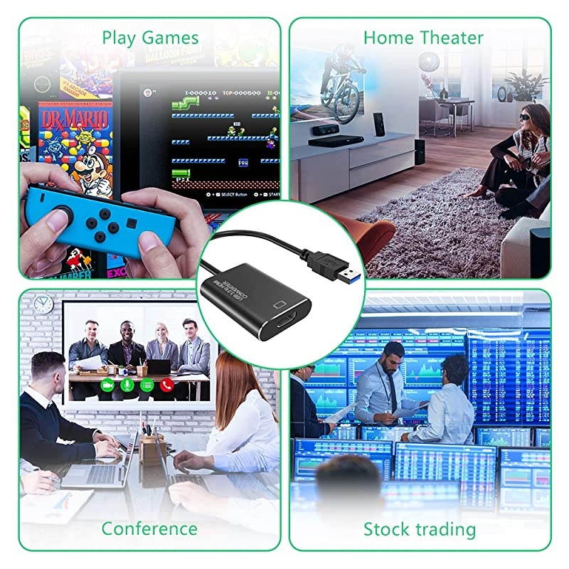 to HDMI Adapter, 1080P HD Audio Video Cable Converter, 3.0/2.0 to HDMI for Multiple Monitors, Compatible with Windows XP/10/8.1/8/7 (Not Support Mac, Linux, Vista, Chrome)