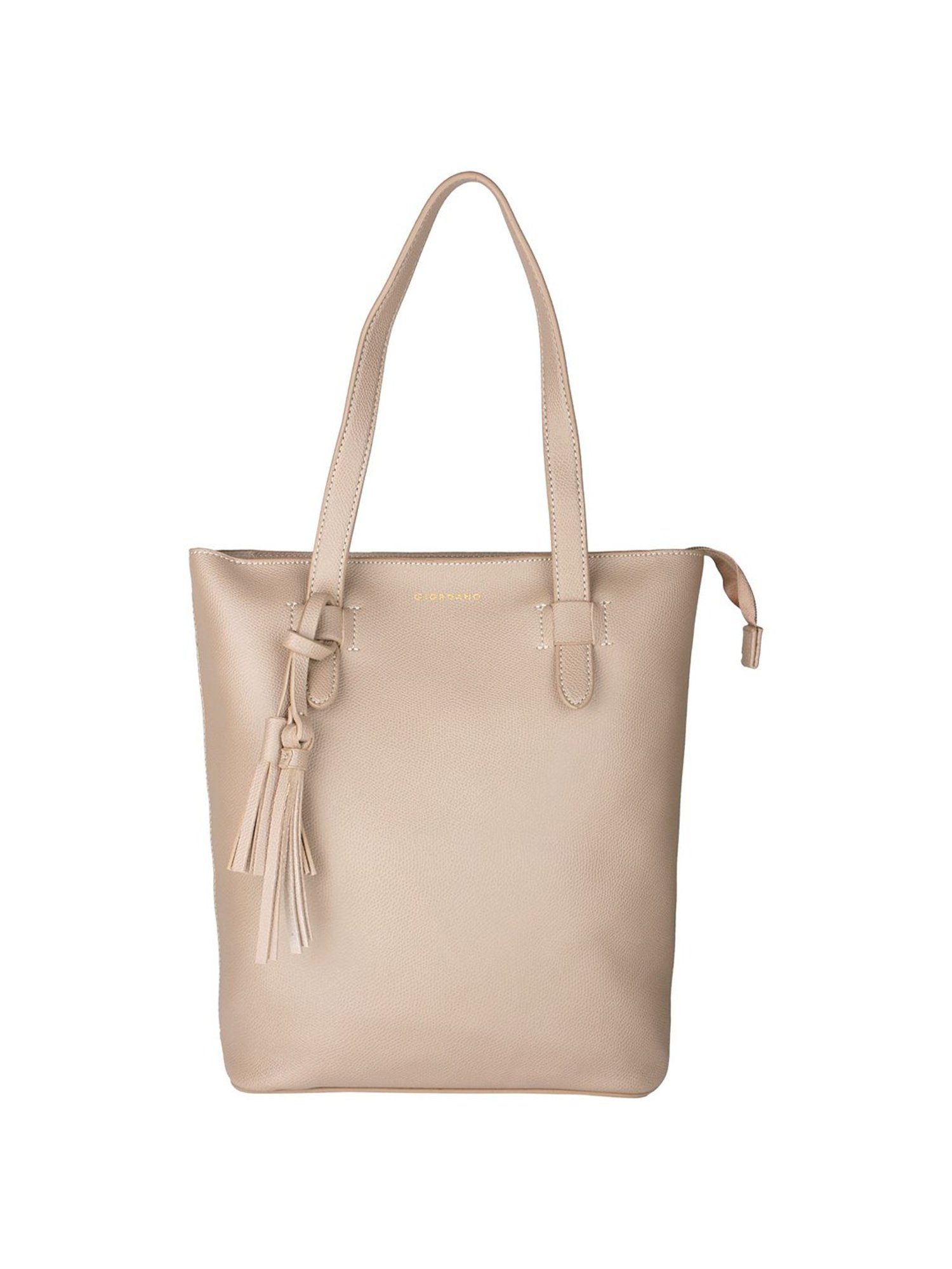 Giordano Refresh Beige Solid Medium Tote Handbag