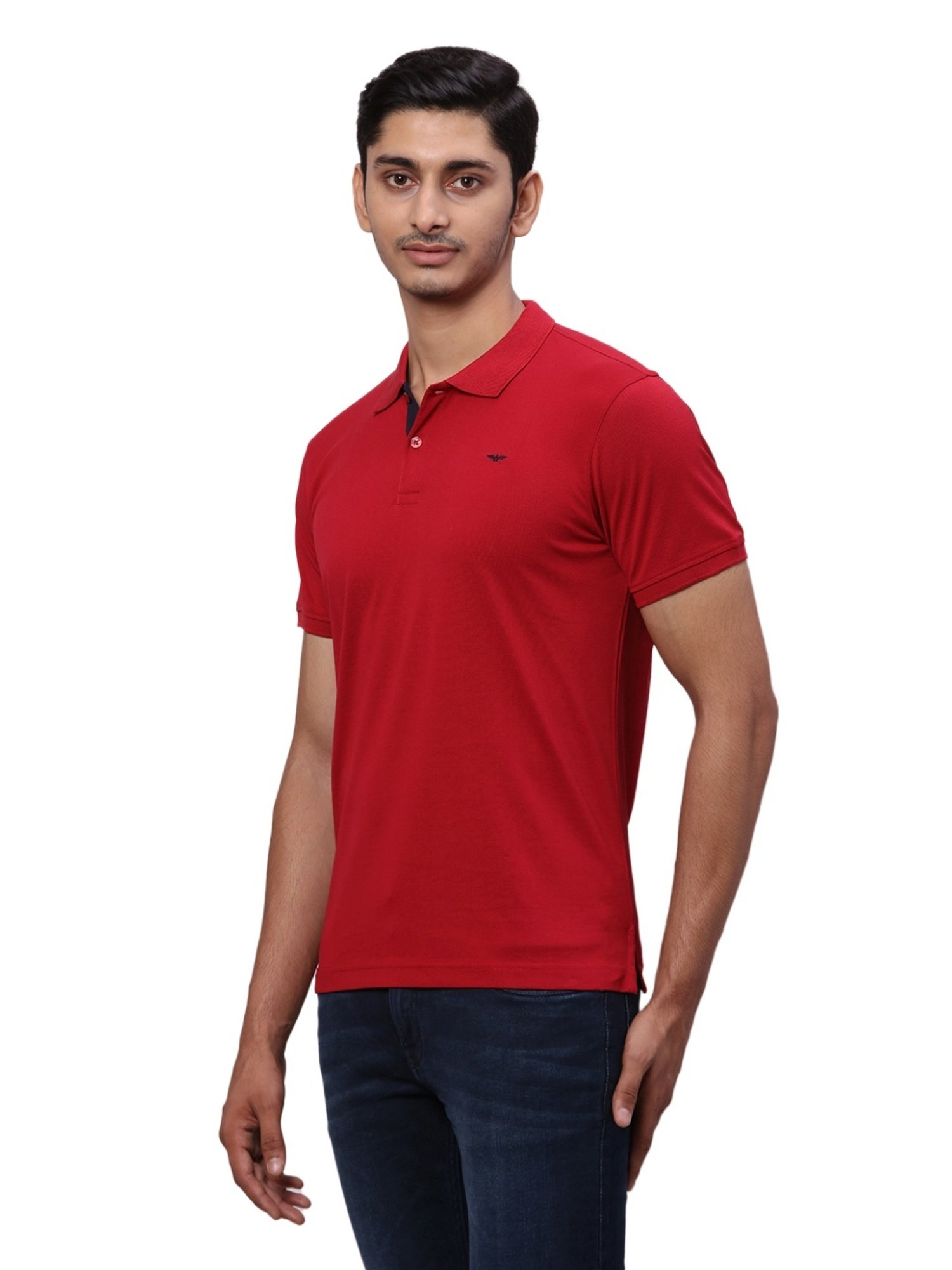 Park Avenue Red Slim Fit Printed Polo T-Shirt