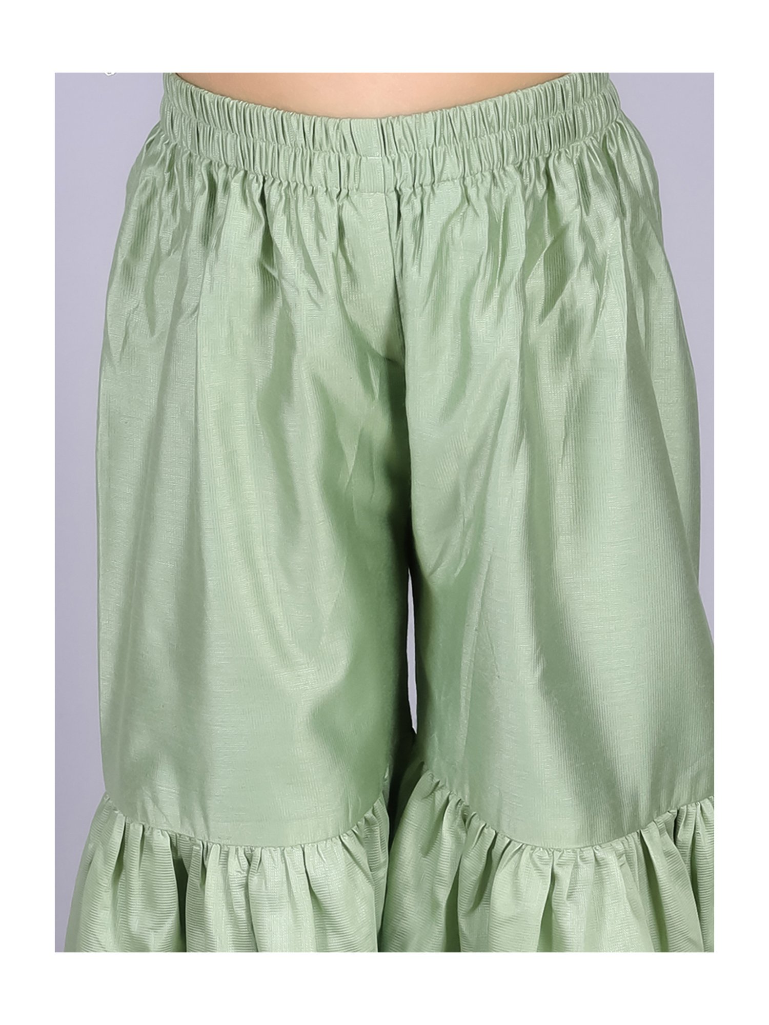 Lil Drama Kids Green Embellished Kurta, Gharara with Dupatta