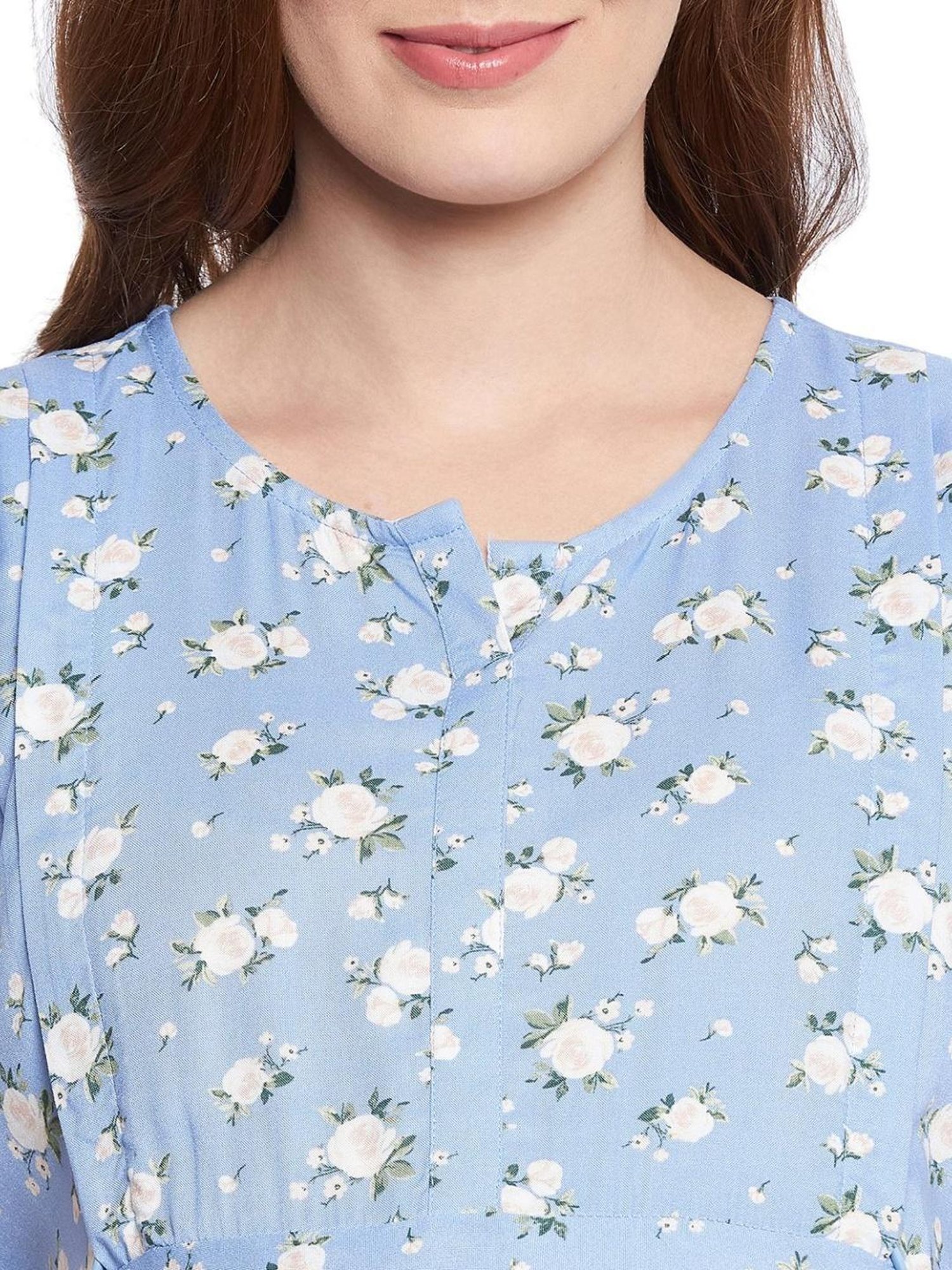 Hypernation Light Blue Floral Print Maternity Dress