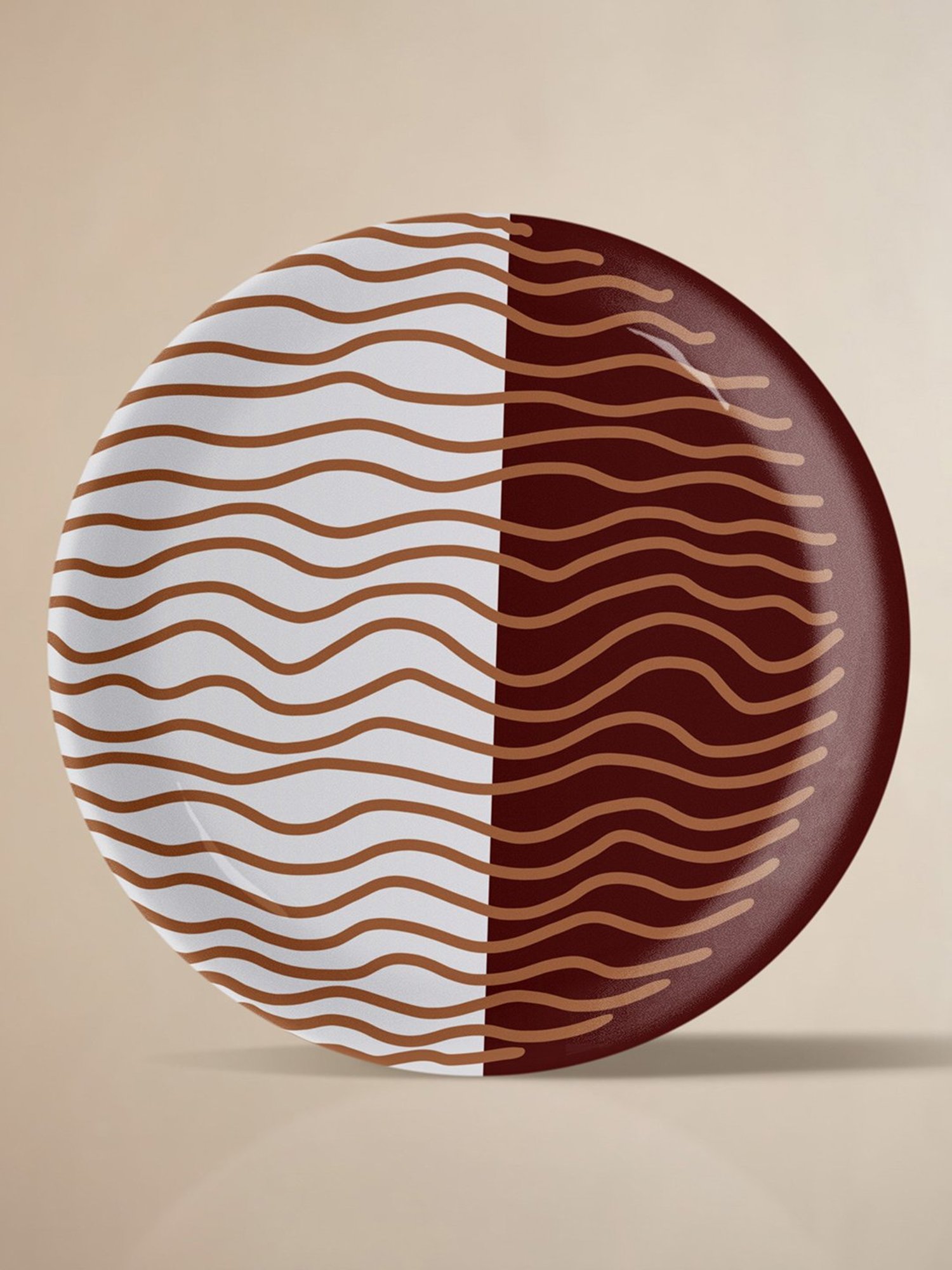 Nestroots Fluid Forms in Sand Tones Peach Porcelain&iquest;Decorative Wall Plate