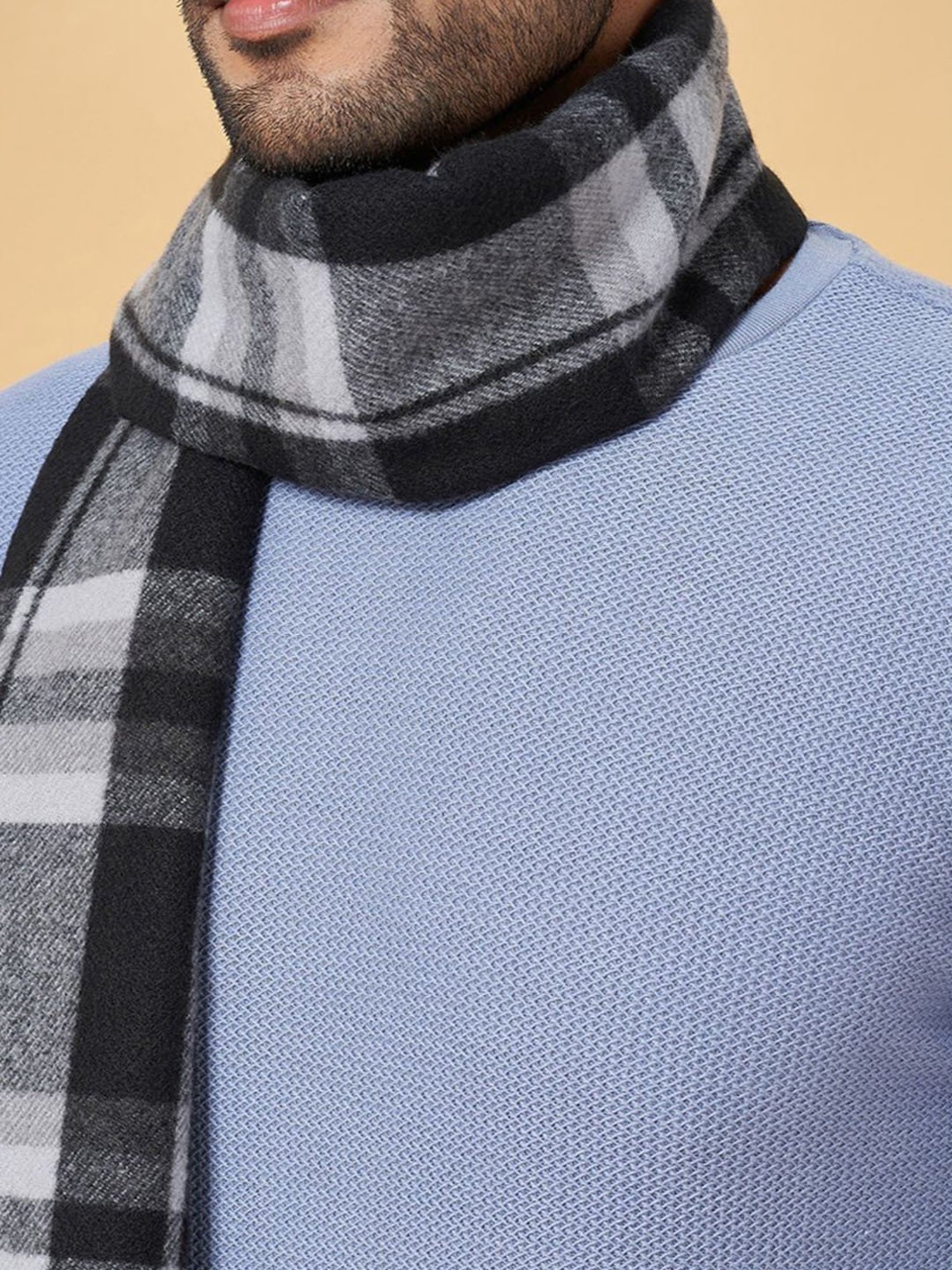 Byford by Pantaloons Black Checks Stoles