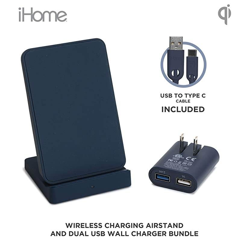 Wireless Qi Charging Stand wDual USB Wall Adapter Fast Charge Station 75W for iPhone 12 12 Pro 12 Pro Max 12 Mini SE 11 11 Pro 11 Pro Max or 10W Galaxy S10 S9 Note 10 Note 9 Navy