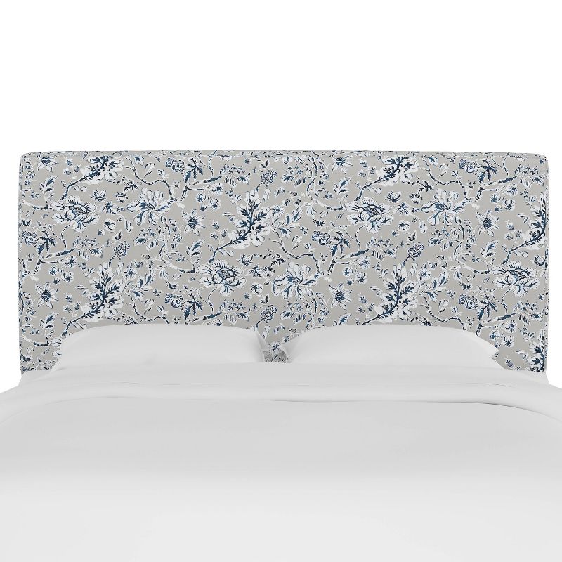 Queen Box Seam Headboard Indian Blockprint Gray - Skyline Furniture