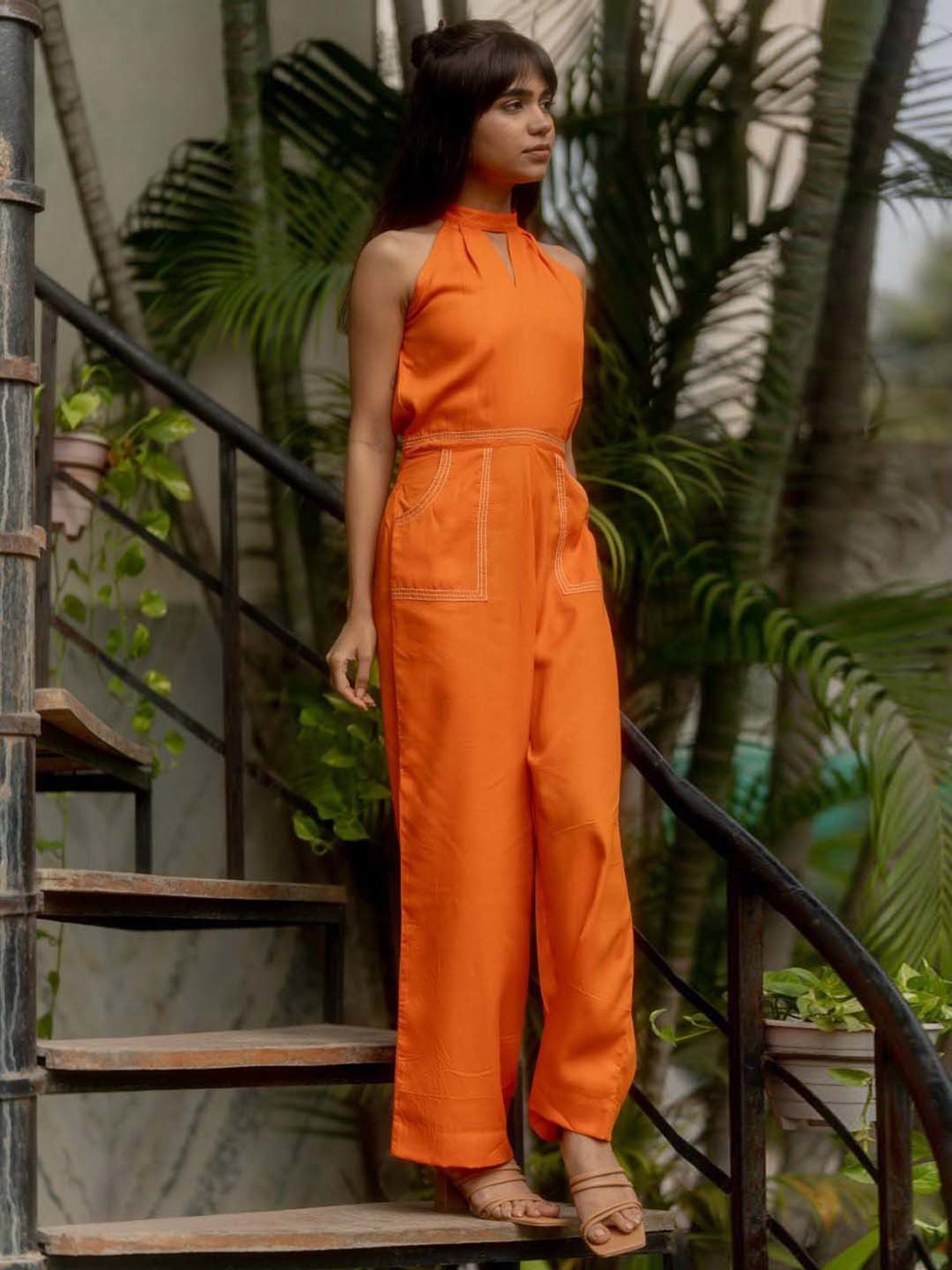 Anousshka Rust Halter Neck Jumpsuit