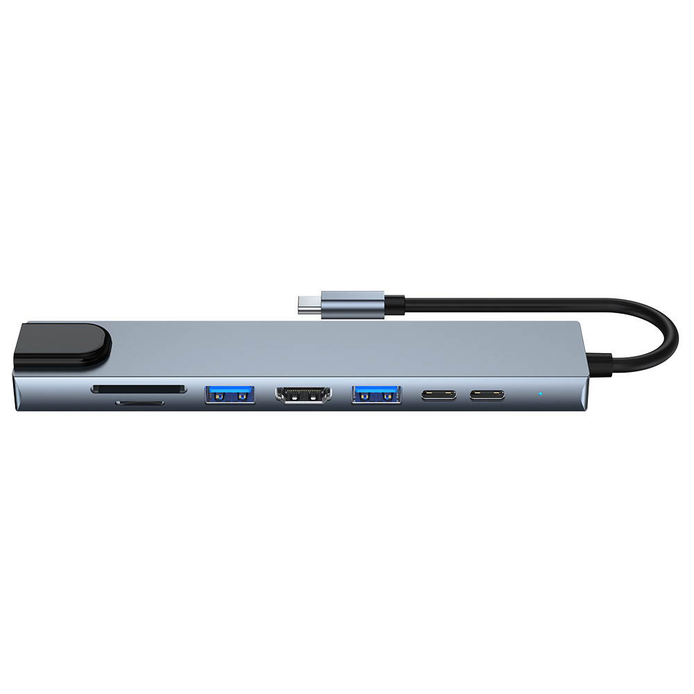USB C Hub Multiport Adapter 8 in 1 Type C Docking Station Aluminum with 4K HDMI Output, RJ45, PD DATA Port, USB 3.0 Ports USB 2.0 Ports, SD/Micro SD Card Reader PD Charging Port Compatible for MacBook