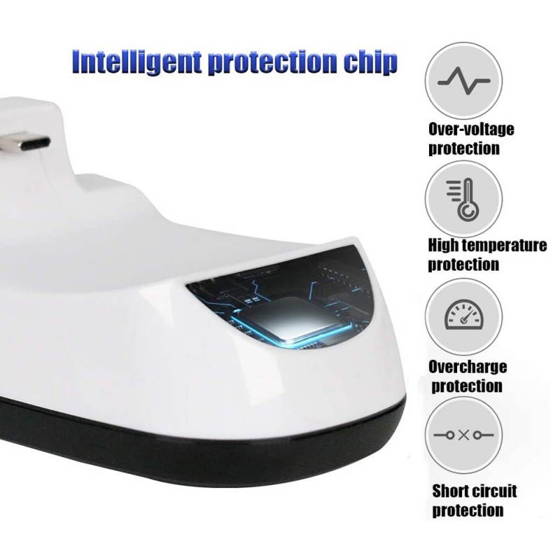 Dual Charger For PS5 Controller,Wechip Fast Charging Station Charger Dock With LED Indicator Safety Chip Protection Portable Gaming Charging Station Stand For PS5 Controller