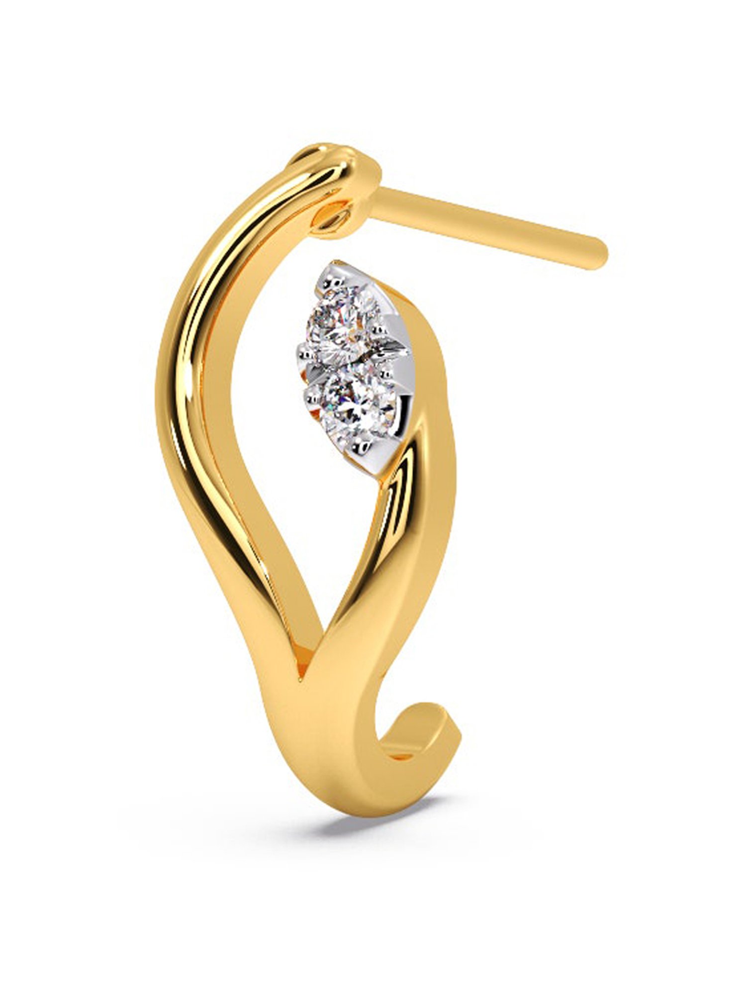 Candere by Kalyan Jewellers Stylish 18K Yellow Gold and Diamond Stud Earrings