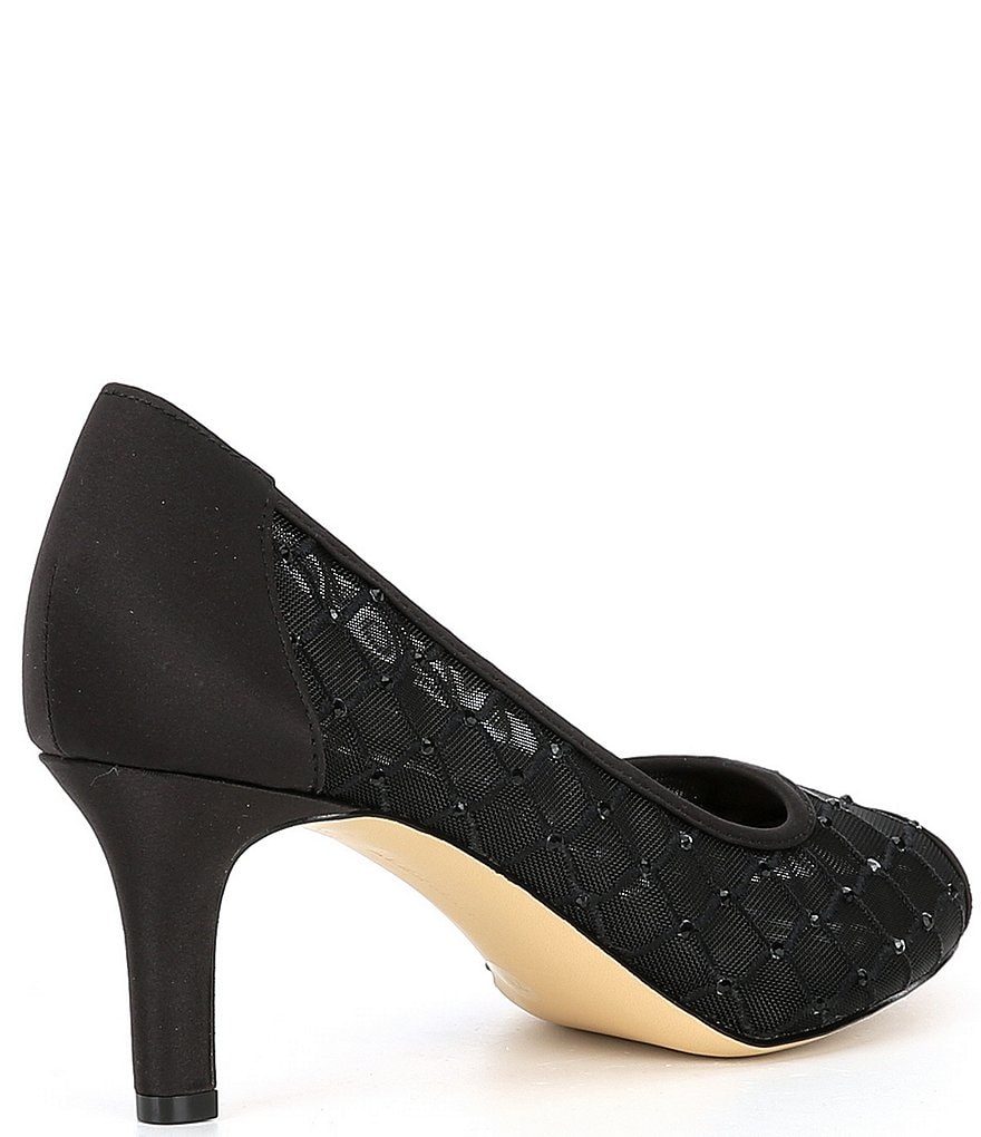 Alex Marie Bessika Rhinestone Detail Peep-Toe Mesh Pumps