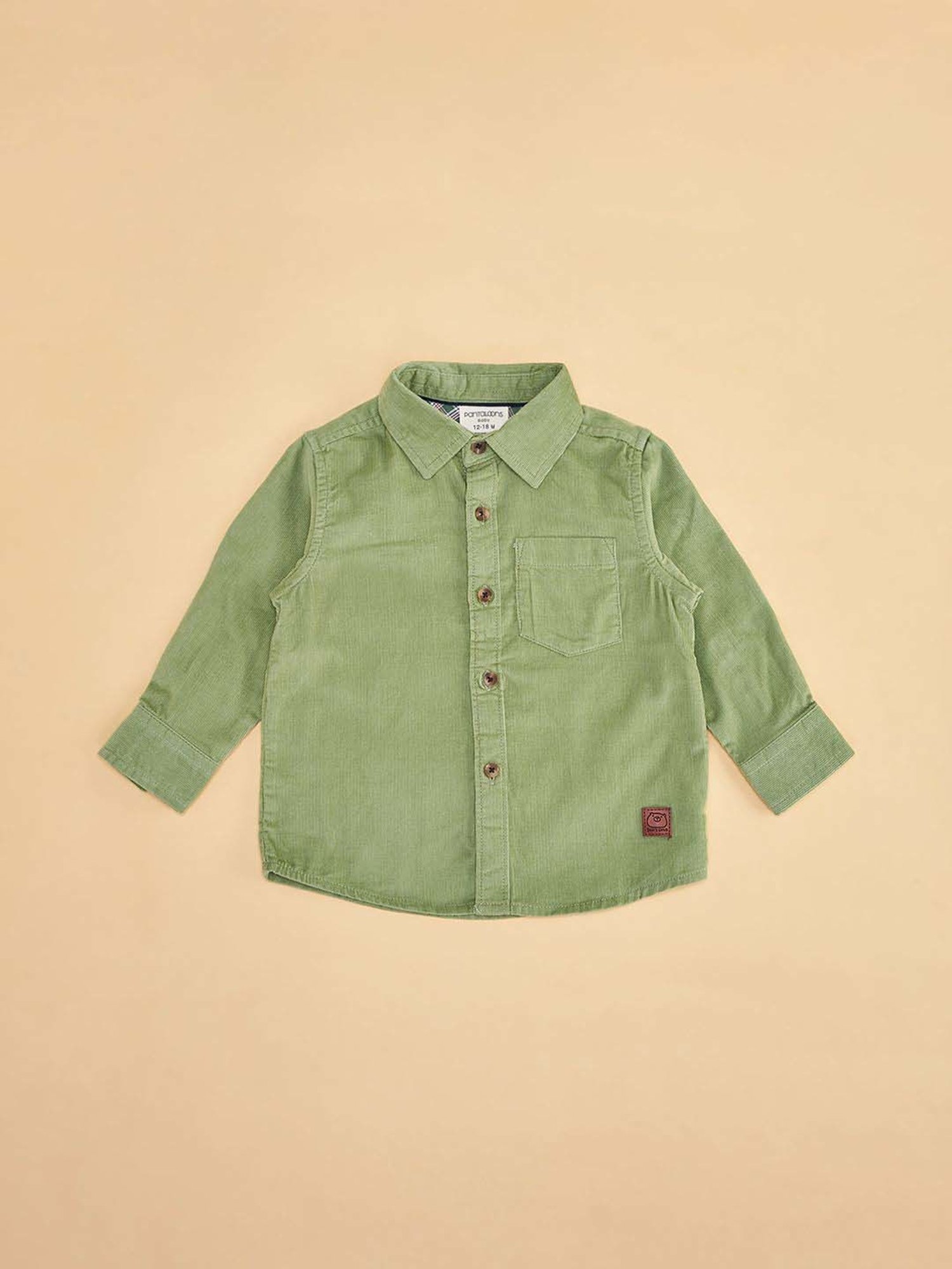 Pantaloons Baby Mint Green Cotton Self Pattern Full Sleeves Shirt