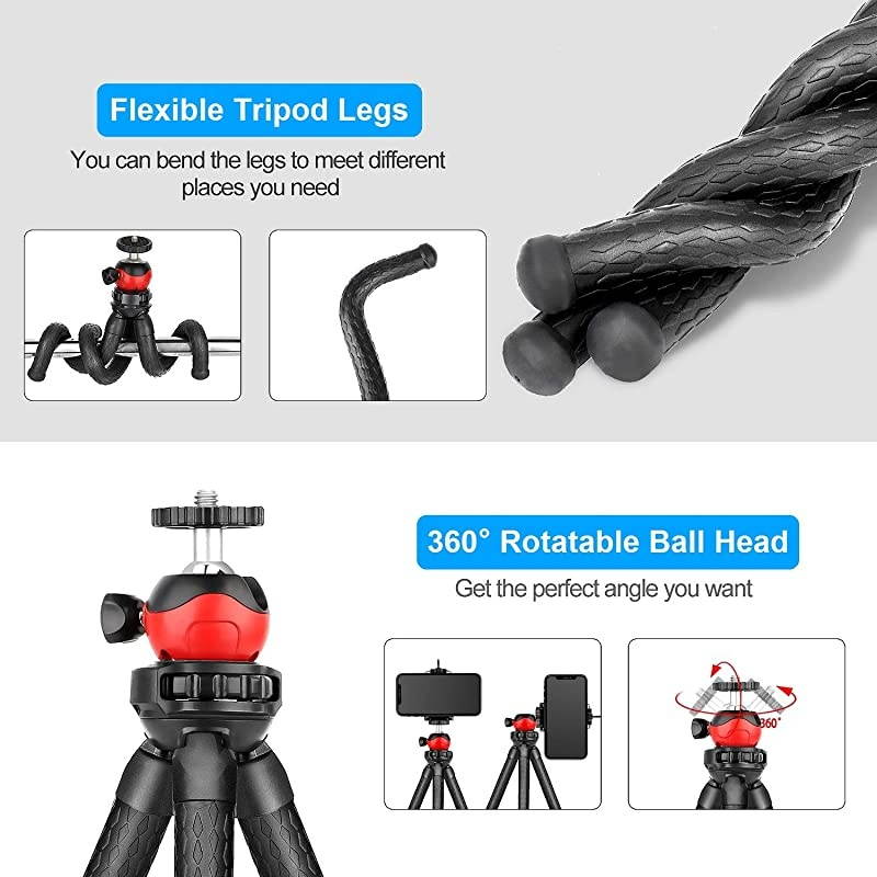 Tripod Flexible Tripod Cell Camera Tripod Stand with Wireless Remote Compatible for iAndroidDSLR CameraGoPro iTripod Stand for Live Streaming Selfie Video Recording