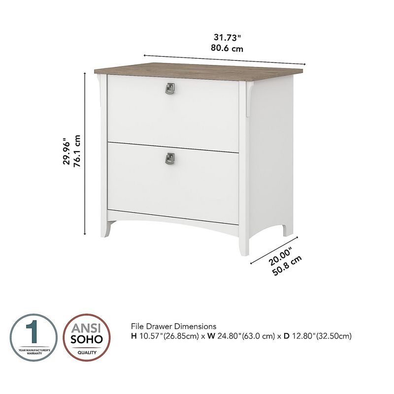 Bush Furniture Salinas 2-Drawer Lat File Cabinet, Let/Leg, Shiplap GY/Pure WE, 31.73" SAF132G2W-03