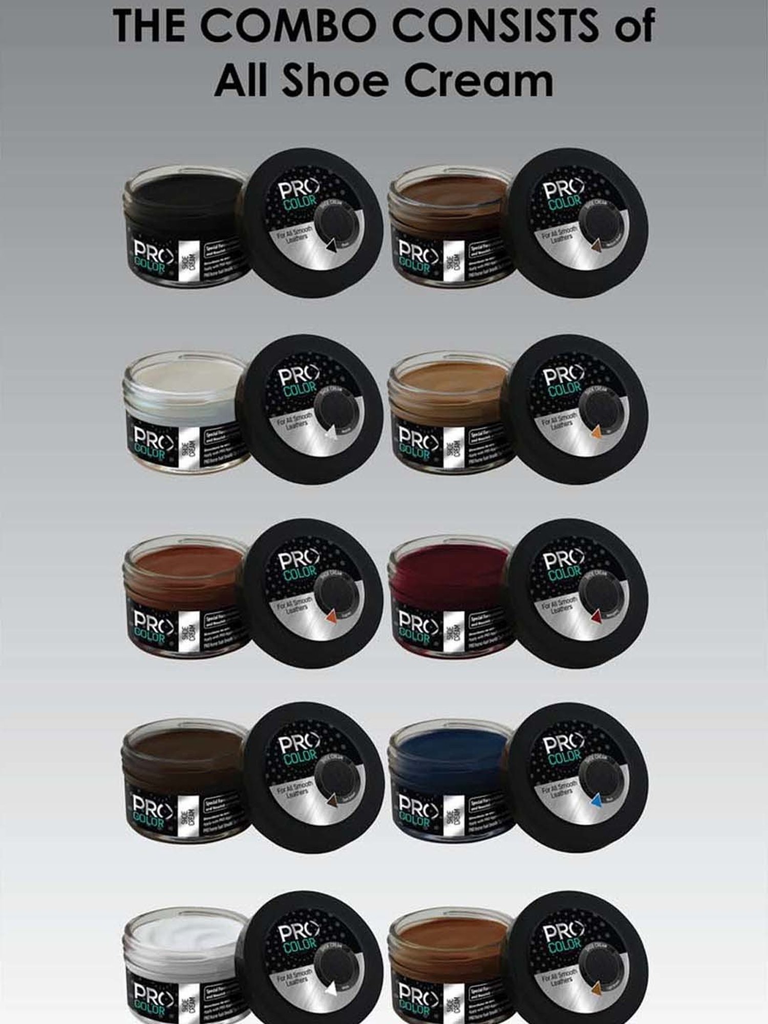 Pro Multicoloured Shoe Cream Mega Combo (Pack of 10)