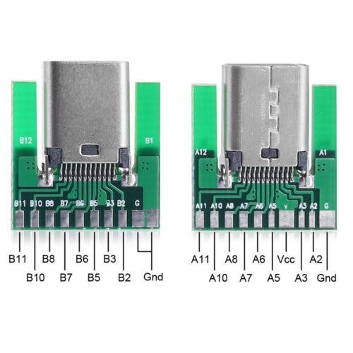 1 set DIY 24pin USB 3.1 Type C USB-C Male & Female Plug & Socket Connector SMT type with PCB Board