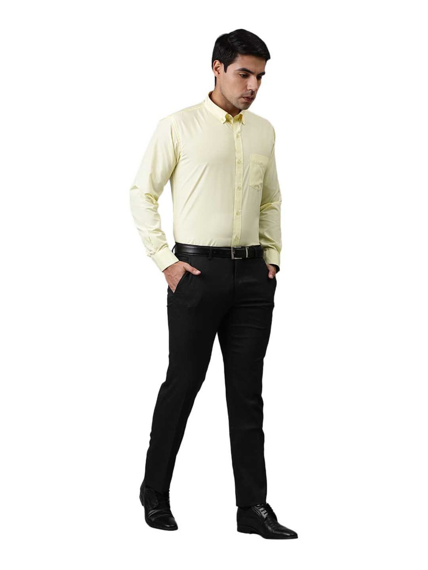 English Navy Yellow Slim Fit Shirt