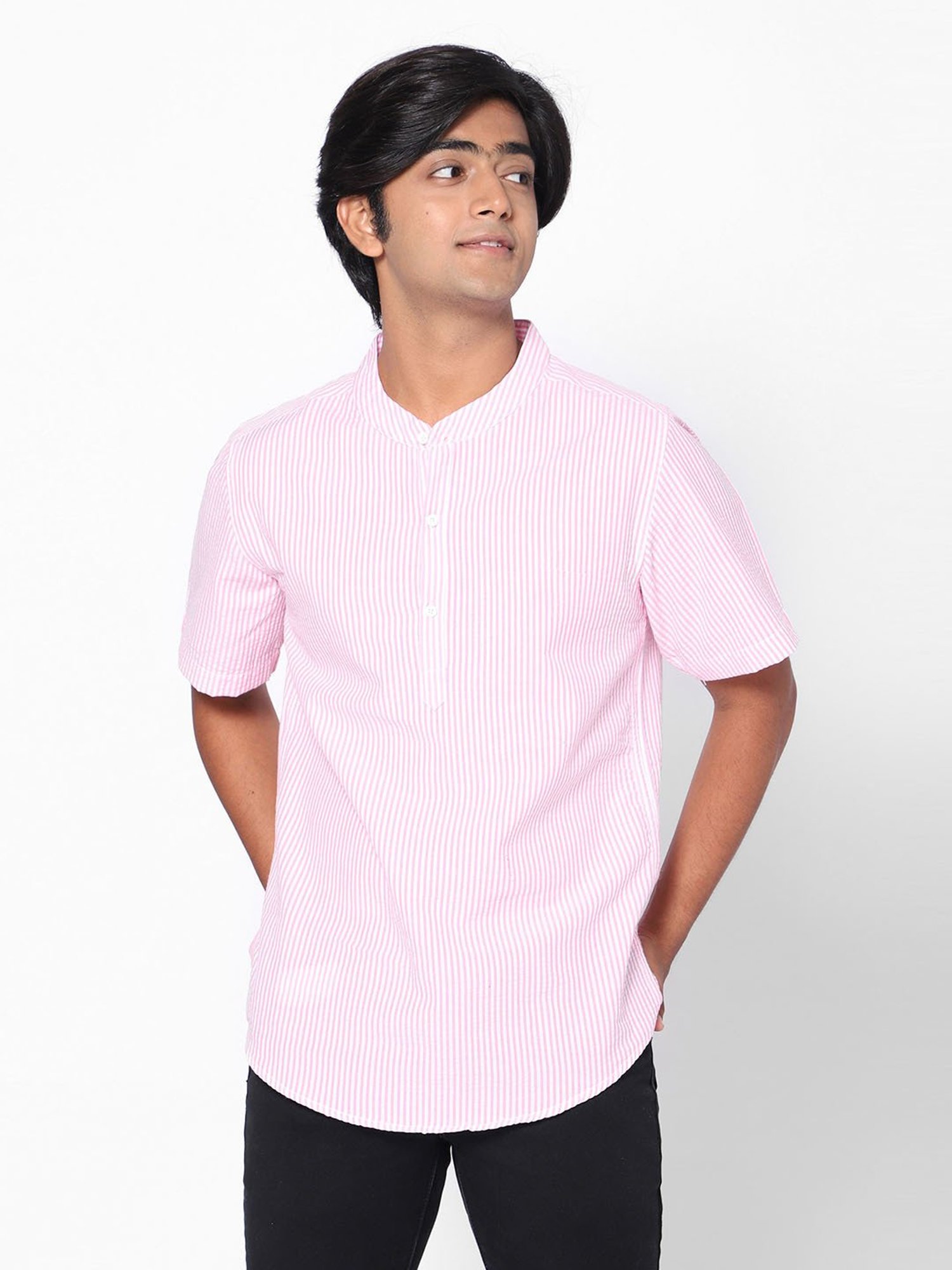 TeenTrums Boys Pink Striped Shirt