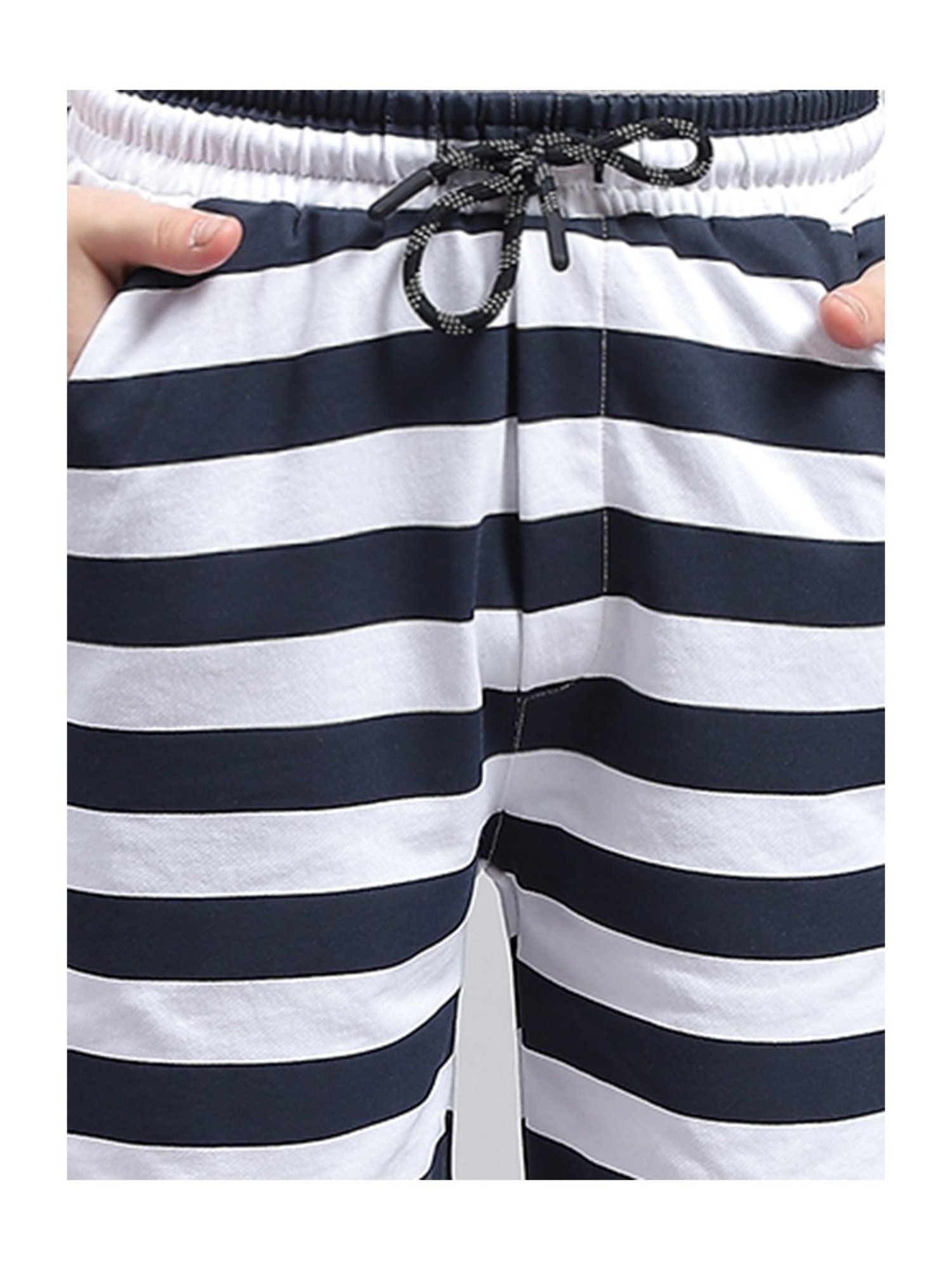Monte Carlo Kids White & Navy Striped Bermuda