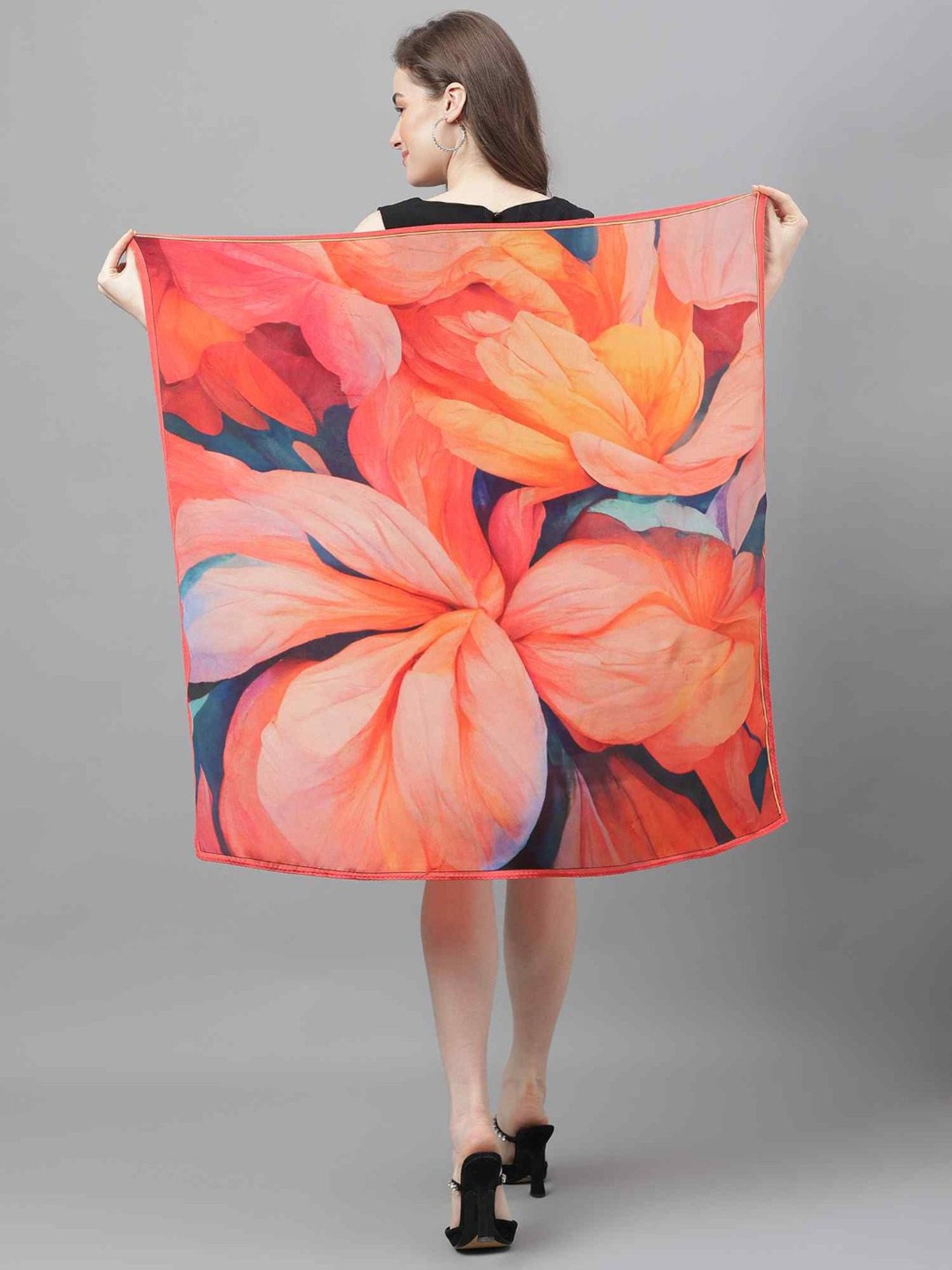 Tossido Peach Floral Scarf & Bag Scarf Set